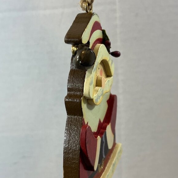 Wooden Christmas Santa Holiday Hanging Tree Ornament 5.5" - Picture 5 of 9